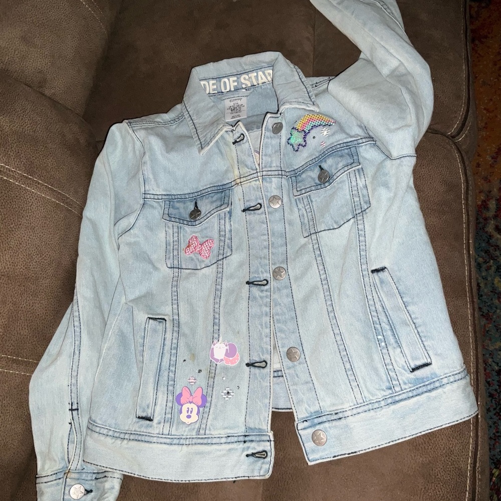 Disney Minnie Light Blue Denim Jacket with Rainbow Patch